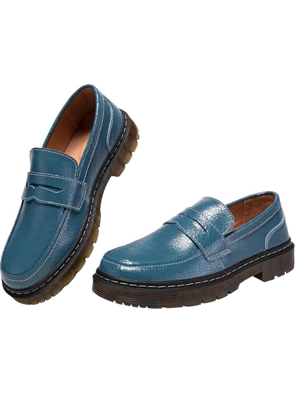 Women's Azure-croco Classic Penny Loafers Fashion Driving Moccasins Flats Shoes